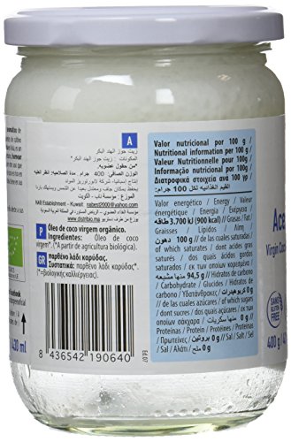 NaturGreen Aceite de coco Virgen Bio, Primera presión en frío - 400 gr.