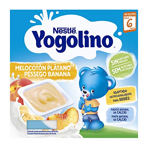 Nestlé Yogolino Melocotón Plátano Sin Azúcar Añadido, A Partir De Los 6 Meses - Pack 6 tarrinas  4x100g