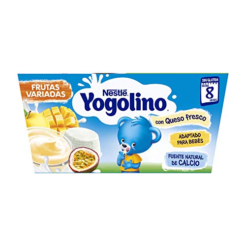 Nestlé Yogolino Postre lácteo Frutas variadas con queso - Para bebés a partir de 8 meses - pack de 3x4 tarrinas de postre lácteo de 100g