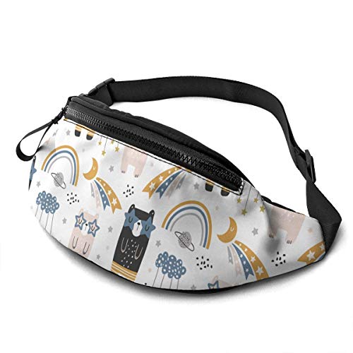 NHCY BCCYZ Osos Lindos Estrellas del Arco Iris Luna Ajustable Riñonera Running Bag Bag