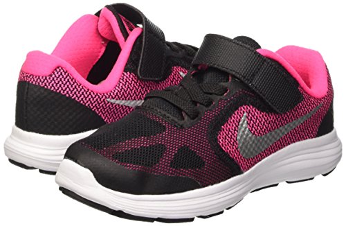 Nike Revolution 3 (PSV), Zapatillas de Running para Niñas, Negro (Negro/(Black/Metallic Silver/Hyper Pink/White) 000), 27.5 EU