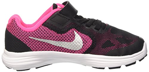 Nike Revolution 3 (PSV), Zapatillas de Running para Niñas, Negro (Negro/(Black/Metallic Silver/Hyper Pink/White) 000), 27.5 EU