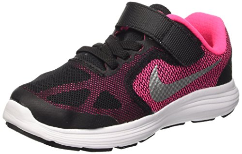 Nike Revolution 3 (PSV), Zapatillas de Running para Niñas, Negro (Negro/(Black/Metallic Silver/Hyper Pink/White) 000), 27.5 EU