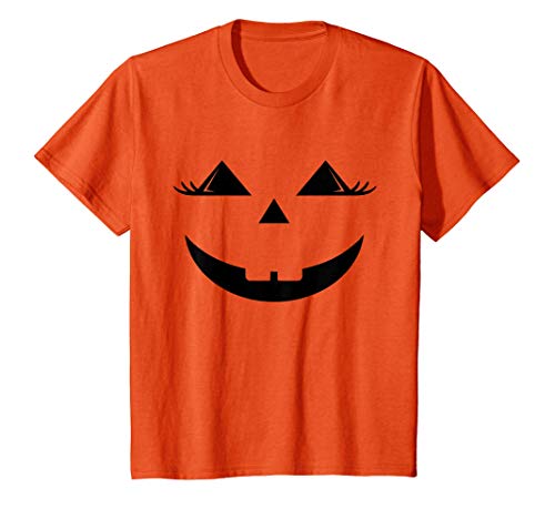 Niños Calabaza Emoji con Pestañas Disfraz Halloween para Niñas Camiseta