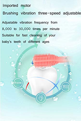 Niños De Cepillo De Dientes Eléctricos, Cepillo De Dientes Recargable De La Energía, Diseñado Para El Bebé De 2-12 Años, Ipx7 Impermeable, De Mano,Blue