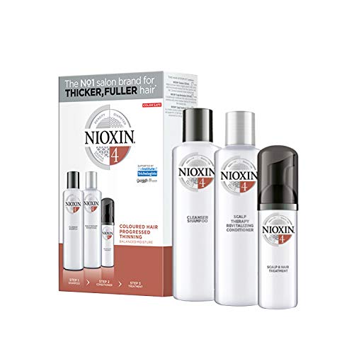 NIOXIN - Trial Kit (Champú, Acondicionador y Tratamiento) Sistema 4- CABELLO COLOREADO_DEBILITAMIENTO AVANZADO_HIDRATACION EQUILIBRADA -(300ml+300ml+100ml)