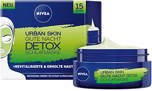 Nivea Urban Skin Buena noche Detox en pack de 3 (3 x 50 ml), máscara facial para piel radiante durante la noche, regenerador y refrescante cuidado facial