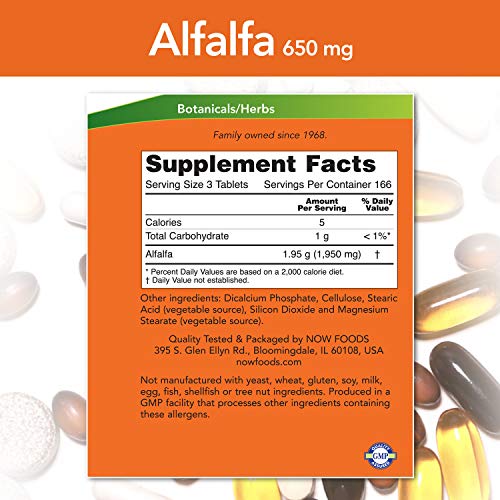 NOW Foods Alfalfa, 650mg - 500 Tabletas