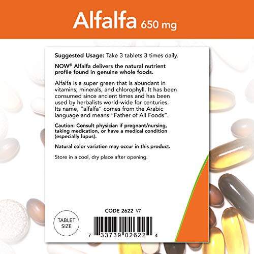 NOW Foods Alfalfa, 650mg - 500 Tabletas