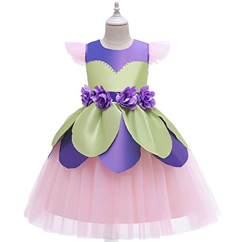 OBEEII Disfraz de Tinkerbell para Niñas, Tinkerbell Fairy Fancy Dress Costume,Princesas Disfraz de Campanilla para Halloween Cosplay Fiesta Carnaval Vestito 4-5 Años