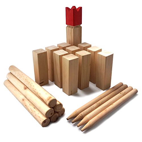 Ocean 5 Ajedrez Vikingo KUBB Original – Juego de Madera para Lanzamientos – Juego de Exterior - Ajedrez de Madera Tipo Juego de Bolos de Escandinavia – El Juego de Habilidad para el Verano