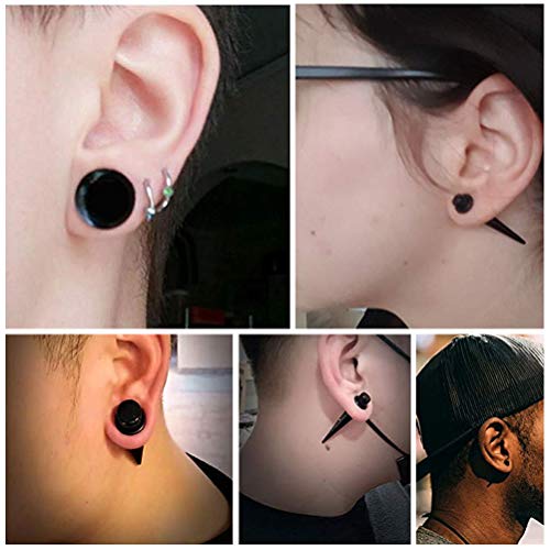 OFNMY - Juego completo de 36 piezas de dilatadores de oreja de acrílico para pendientes y tapones de túnel negro con doble anilla para piercing de joyería – 1,6 mm – 10 mm / 14 G – 00 G