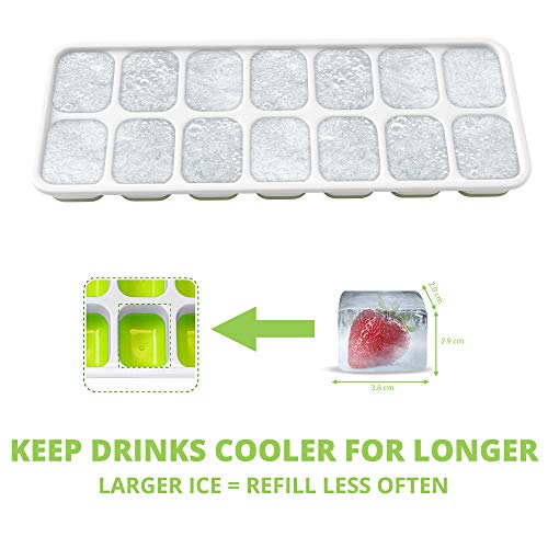 Oliver's Kitchen - Juego de 4 x Moldes de Cubitos de Hielo - Base Flexible para una Extracción Fácil - Tapas Apilables Antiderrames - Aptos para lavavajillas - Moldes de Silicona sin BPA