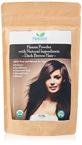 Organic (USDA, GMP) Henna for Dark Brown/Black/Reddish brown Colour Hair, healthier, softer hair (Recipe provided) for temp tattoos and eyebrows, CPSReports certified in UK/EU