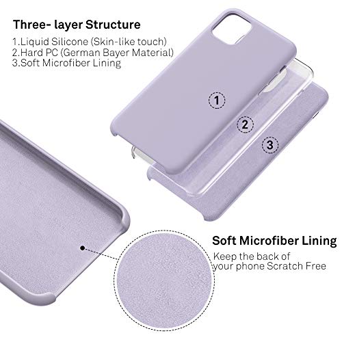 ORNARTO Funda Silicone Case para iPhone 11 Pro MAX, Carcasa de Silicona Líquida Suave Antichoque Bumper para iPhone 11 Pro MAX (2019) 6,5 Pulgadas-Púrpura Claro