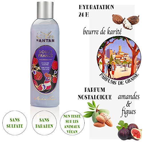 Pack De 2x250 ml: Gel De Ducha Frances DOUCE/Un Air d’Antan® / Formula Hidratante/Almendras, Higos y Vetiver/Piel Sensible/Gel De Baño Mujer/Gel de Ducha Hombre/Piel Lisa