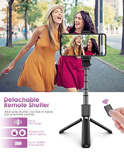 Palo Selfie Trípode, ELEGIANT Selfie Stick 4 en 1 con Control Remoto Bluetooth Aluminio para Cámara Gopro para Viaje Rotación de 360° Compatible con iPhone Samsung Xiaomi Huawei (4-6.8 Pulgadas)