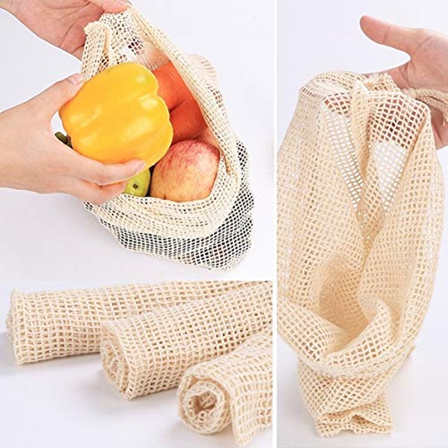 Paquete de algodón Bolsillo de supermercado Pan Fruta Vegetal Arroz Bolsa de compras Bolsa de compras ecológica Bolsillo de tela de algodón (Beige 28 * 43)