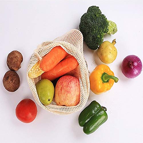 Paquete de algodón Bolsillo de supermercado Pan Fruta Vegetal Arroz Bolsa de Compras Bolsa de Compras ecológica Bolsillo de Tela de algodón (Beige (28 * 33)