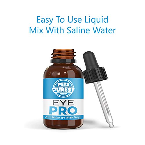Pets Purest Gotas 100% Naturales de Lavado de Ojos para Perros, Gatos y Mascotas - Potente y rápidas acción de Gotas de Lavado para Ojos acuosos irritados con picazón - 1-2 años de Suministro