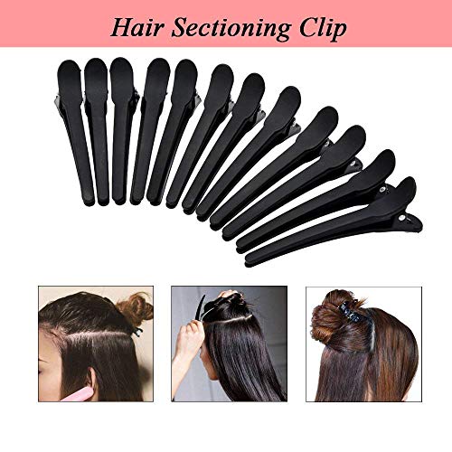 Pinza Peluqueria, Anself 12pcs/Set Pinzas de Cabello de Plástico Accesorios para Cuidado de Pelo Utensilios de Peluquería de Salón negro