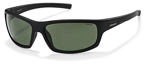 Polaroid P8411S - Gafas de sol rectangulares  para hombre, 63 mm, Negro / Verde Polarizado