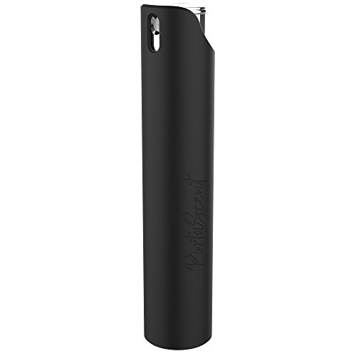 PortaScent Easy Refill - Pulverizador de perfume de viaje con cerradura a prueba de fugas, color negro