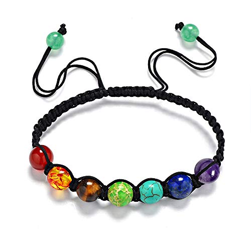 Pulsera De Piedra Natural, 8 Mm, Siete Colores, Arco Iris, 7 Brazaletes, Tratamiento, Reiki, Pulsera De Cuentas De Equilibrio De Oración