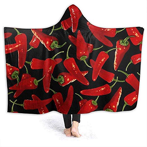 Red Chili Peppers Chili Women Coperta con cappuccio Super Soft Flanella Coperta Felpa con cappuccio Coperta indossabile Accappatoio con cappuccio Mantello con cappuccio per accappatoio