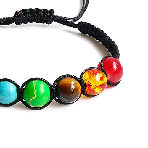 REFURBISHHOUSE 7 Cuentas de Equilibrio de curacion Chakra Pulsera Pulsera de energia de Yoga Vida Amantes del Arco Iris Joya Informal