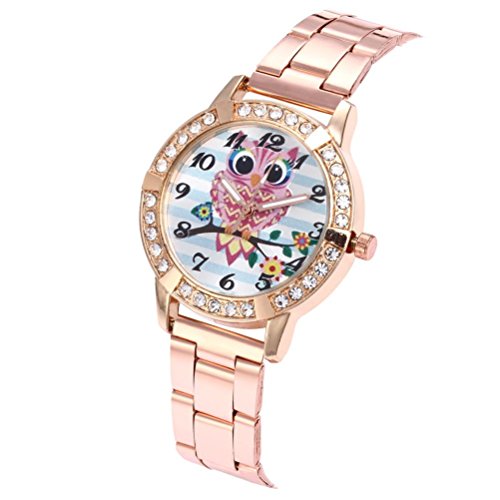 Relojes de Mujer Rosa 2018 Pulsera Redondo Lindo Cuarzo Análogo de Banda de Aleación de Manera Buho por ESAILQ