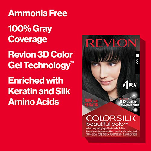 Revlon Colorsilk - Tinte permanente para el cabello con queratina, cobertura 100% gris, sin amoníaco, 55 marrón rojizo claro (paquete de 3)