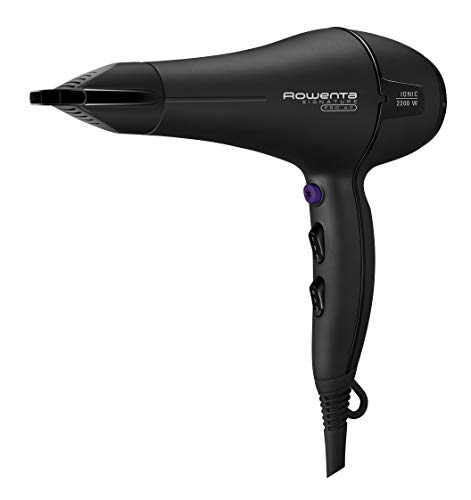 Rowenta Signature Pro CV7840F0 - Secador de pelo motor Profesional AC de 2200 W, función iónica, 2 velocidades y 3 ajustes de temperatura con boquillas concentradoras y difusor