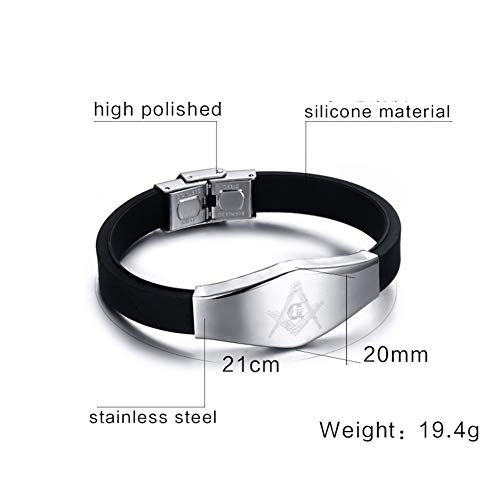 Ruikey 1 Piezas Pulsera de Encanto Silicona de Acero Inoxidable Pulsera para Hombres