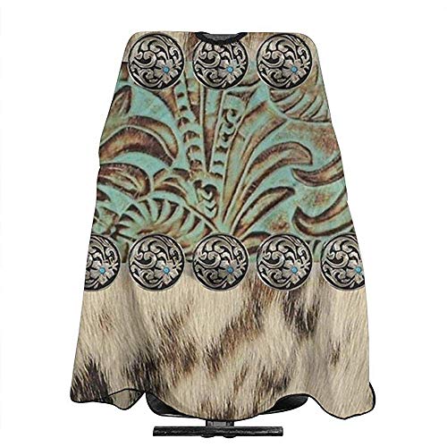 Rustico marrone verde acqua Western Country utensili in pelle taglio dei capelli Cape salone leggero barbiere capo grembiule da parrucchiere per uomo donna,140X168 cm