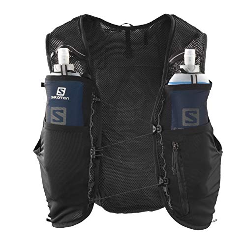 SALOMON ADV Hydra Vest 4 Chaleco de hidratación 4L, 2 Botellas SoftFlask 500 ml Incluidas, Unisex-Adult, Negro, S