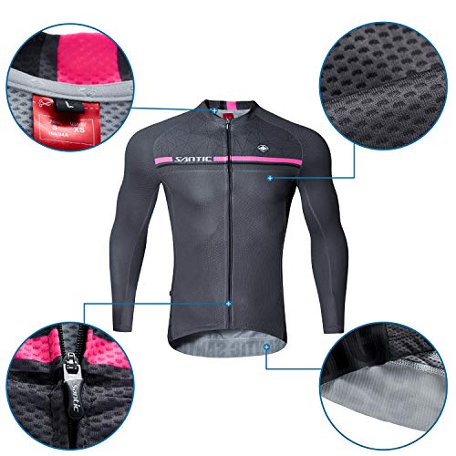 Santic Maillot Bicicleta Hombre Manga Larga MTB Maillot Ciclismo Hombre Otoño/Invierno Grey EU L