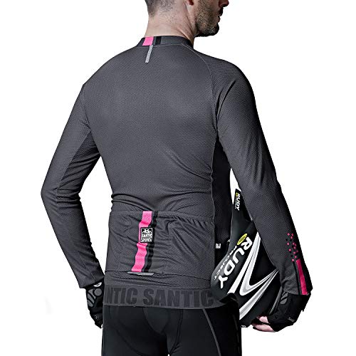 Santic Maillot Bicicleta Hombre Manga Larga MTB Maillot Ciclismo Hombre Otoño/Invierno Grey EU L