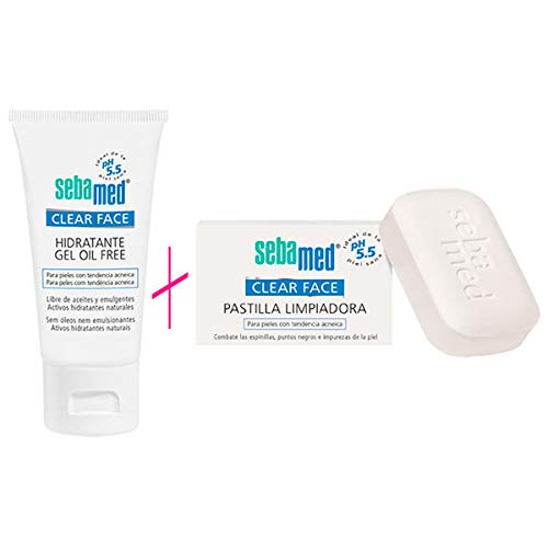 Sebamed Clear Face Pastilla Limpiadora,100g+Gel Hidratante Oil Free, 50g