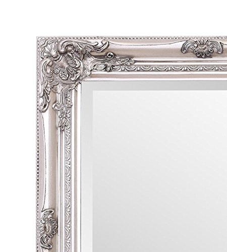 Select Mirrors Rhone Wall Mirror - Estilo barroco antiguo - Shabby Chic - Madera maciza - Acabado a mano - Plata antigua - 50 cm x 60 cm