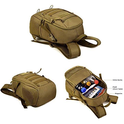 Selighting 12L Mini Mochila Táctica Militar Impermeable de Nylon Bolsa de Bandolera de Asalto MOLLE para Estudiantes Hombre para Caza Camping Trekking Casual Diario Escuela