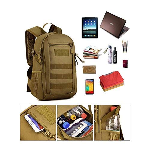 Selighting 12L Mini Mochila Táctica Militar Impermeable de Nylon Bolsa de Bandolera de Asalto MOLLE para Estudiantes Hombre para Caza Camping Trekking Casual Diario Escuela