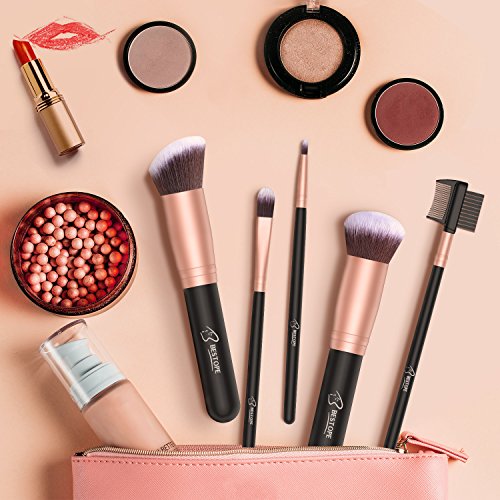 Set de brochas de maquillaje profesional BESTOPE 16 piezas Pinceles de maquillaje Set Premium Synthetic Foundation Brush Blending Face Powder Blush Concealers Kit de pinceles (Rose Golden)