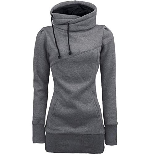 SHOBDW Mujer Liquidación Venta Sudadera con Capucha para de Color sólido Casual Fit Recta Invierno Manga Larga Tops Abrigos Chaqueta Sexy Vestidos Delgados (S, S-Gris)