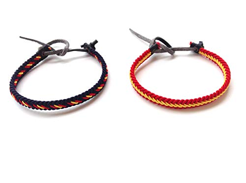 Sin marca 4 Pulseras DE Cuero Bandera ESPAÑA , 2 Colores