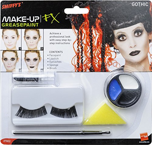 Smiffy'S 37802 Set De Maquillaje Gótico, Incluye Pintura Para La Cara, Pintalabios Y Pestañas, Blanco