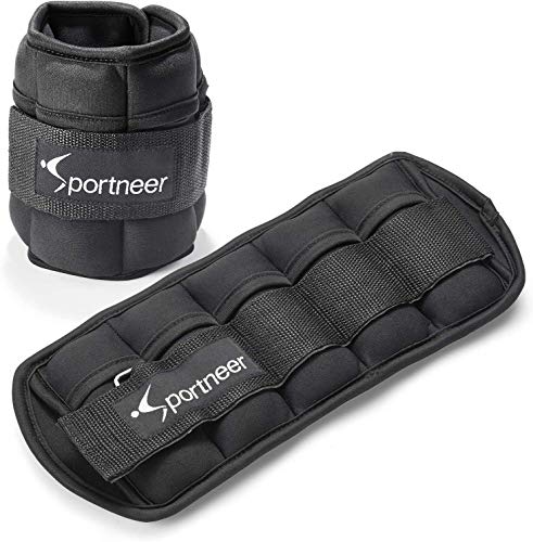 Sportneer - Juego de 2 Pesas para Tobillo y muñeca (0.97 g hasta 4.6 kg), Color Negro