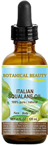 SQUALANE Italian. 100% Pure / Natural / Undiluted Oil. 100% Ultra-Pure Moisturizer for Face , Body & Hair. Reliable 24/7 skincare protection. 4 fl.oz- 120 ml. by Botanical Beauty.