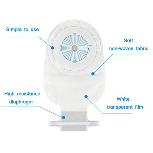 SUN RDPP Bolsas de ostomía de colostomía con Cierre para colostomía Ileostomía Cuidado del estoma, Corte a Medida, Sistema de una Pieza, Paquete de 20