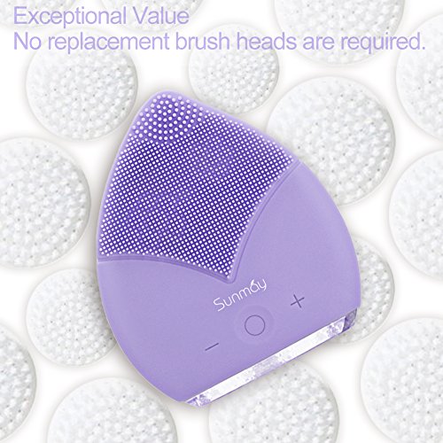 【Sunmay Leaf】SUNMAY Sonic Cepillo limpiador para el rostro y masaje con temporizador, FDA Grade silicona, recargable impermeable Anti-Aging facial Exfoliator Body Makeup Tool (Púrpura)